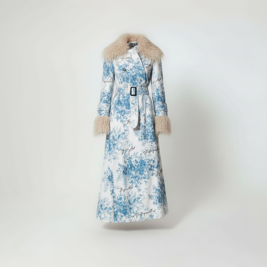 [JUSTICE FOR MOTHERS] Logo sheepskin collar and cuff Maxi coat